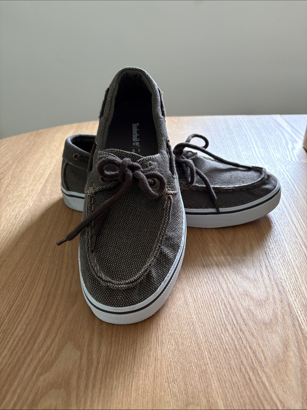 Timberland Brown Canvas Men’s Boat Shoes with White Sole